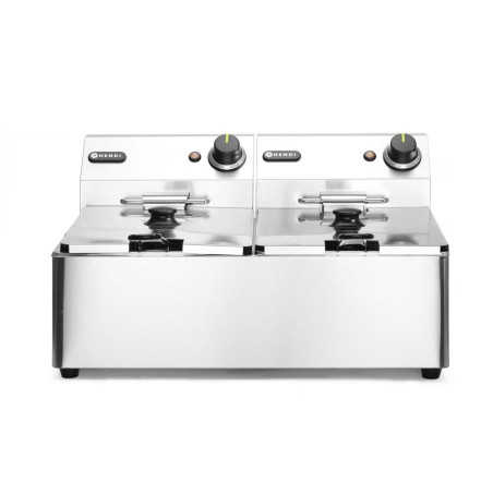Friteuse Kitchen Line - 2x6L Stainless Steel Deep Fryer Hendi