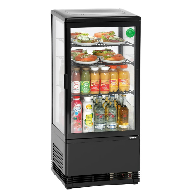 Mini refroidisseur 78L noir – vitrine LED | bartscher