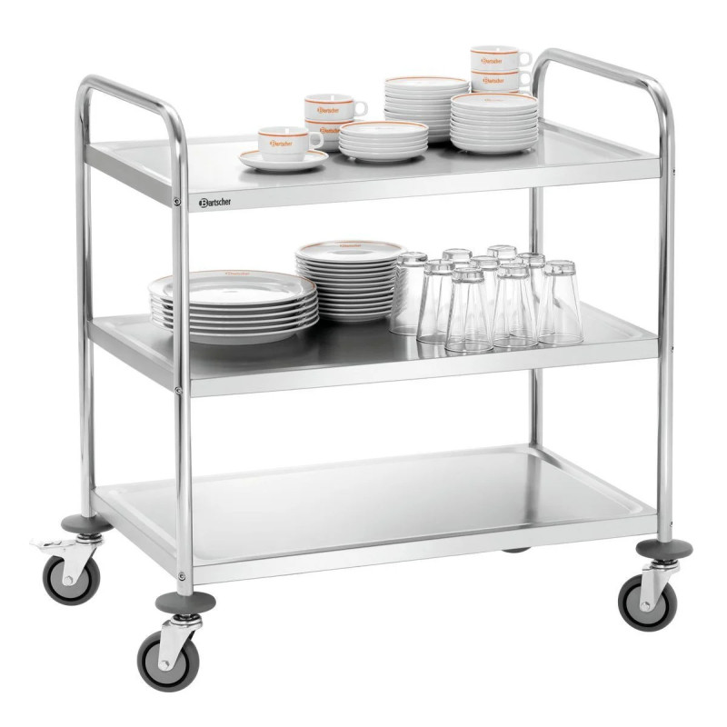 Chariot de service 3 niveaux capacité 90 kg | bartscher