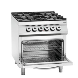 Cuisinière gaz 4 brûleurs 2/1GN avec four électrique | bartscher