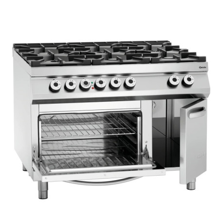 Cuisinière gaz 6 brûleurs avec four électrique | bartscher