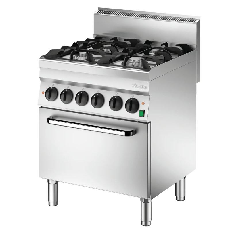 Cuisinière gaz 4 brûleurs 700 mm – haute performance | bartscher