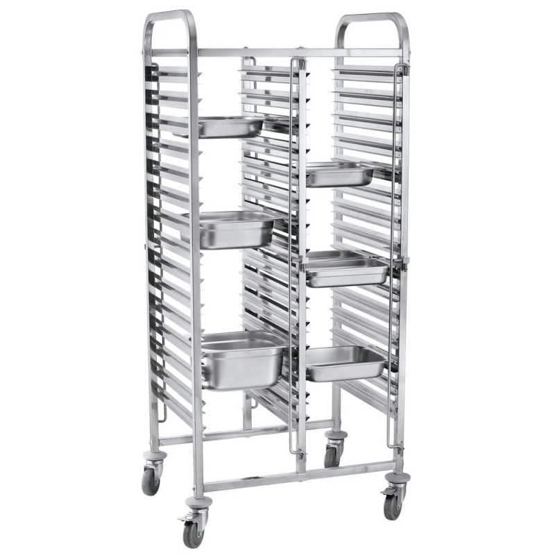 Double trolley 30 x GN 1/1 with brakes – hendi