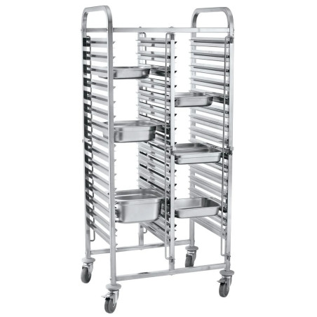 Chariot porte-plateaux double 30 x GN 1/1 – robuste | hendi