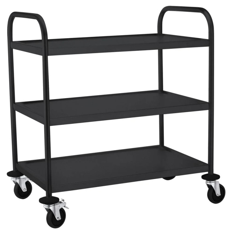 Serving Trolley matt black – Quiet Shelves, Durable | hendi