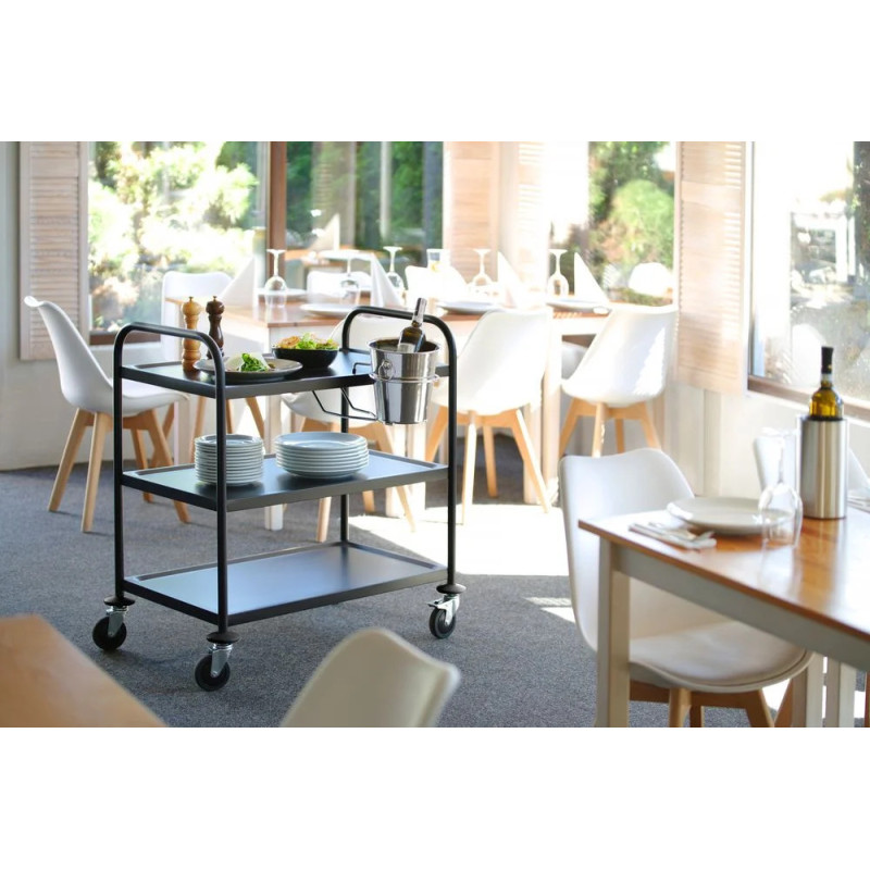 Serving Trolley matt black – Quiet Shelves, Durable | hendi