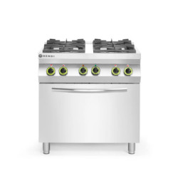 Gasherd 4-flammig mit GN 1/1 Ofen – robust & sicher | hendi