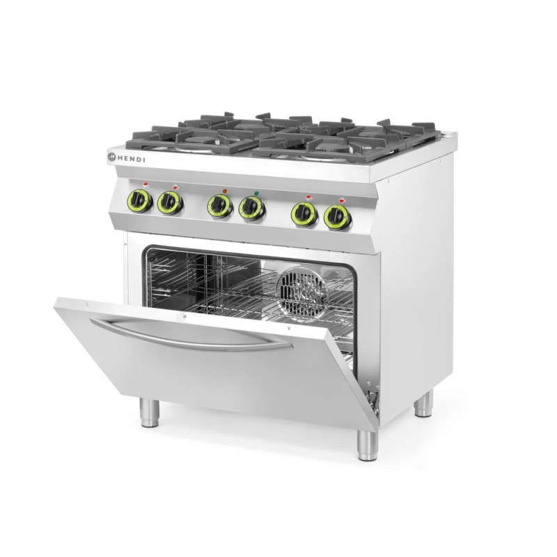 Cuisinière gaz 4 feux avec four convection GN 1/1 – hendi