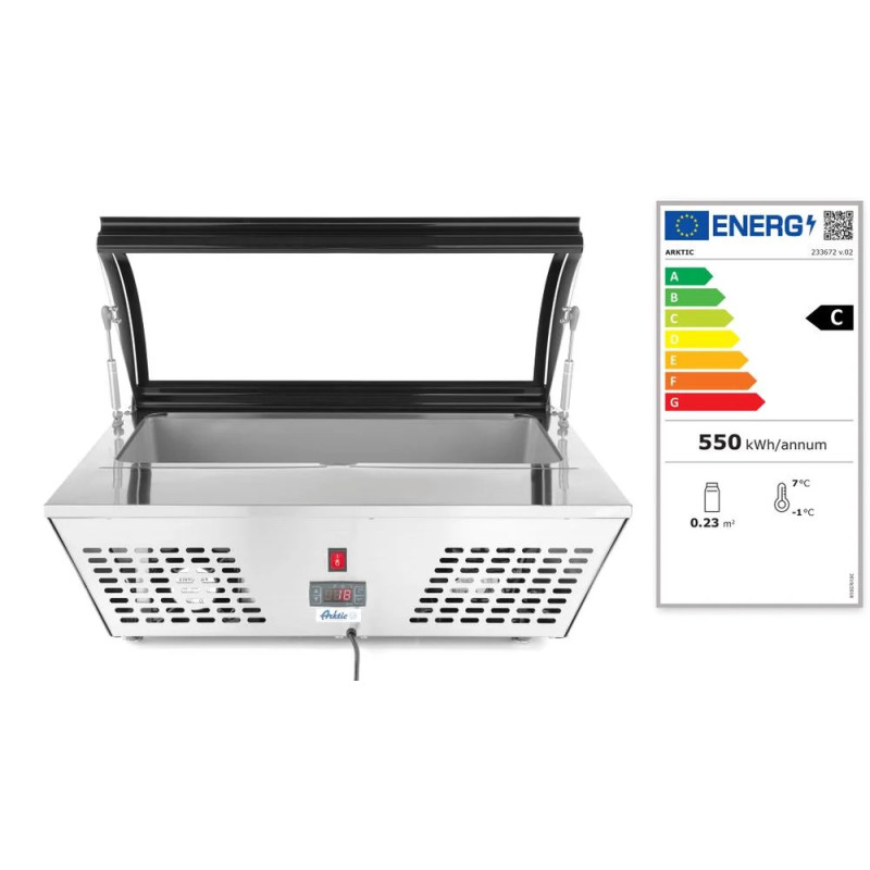 Aufsatz-Salatvitrine – 0-3°C Kühlung | arktic 775x615x235mm
