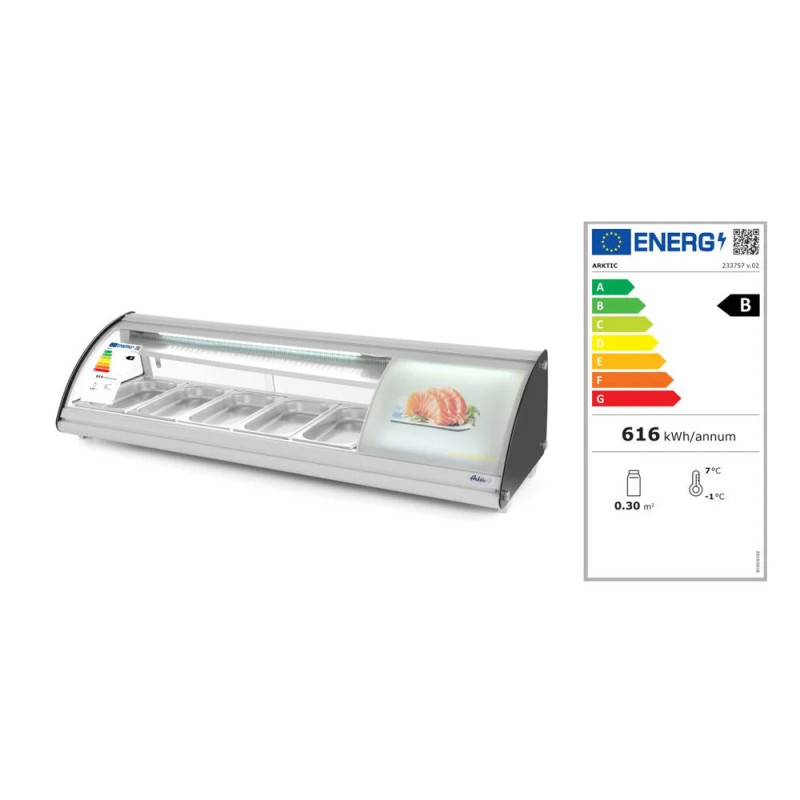 Vitrine à sushis 5x GN 1/3 – Réfrigération 0-6°C | arktic