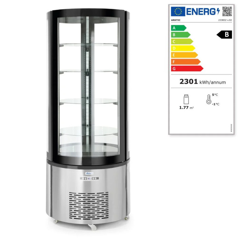 Round Cake Display – 360L Capacity, LED Lighting | arktic