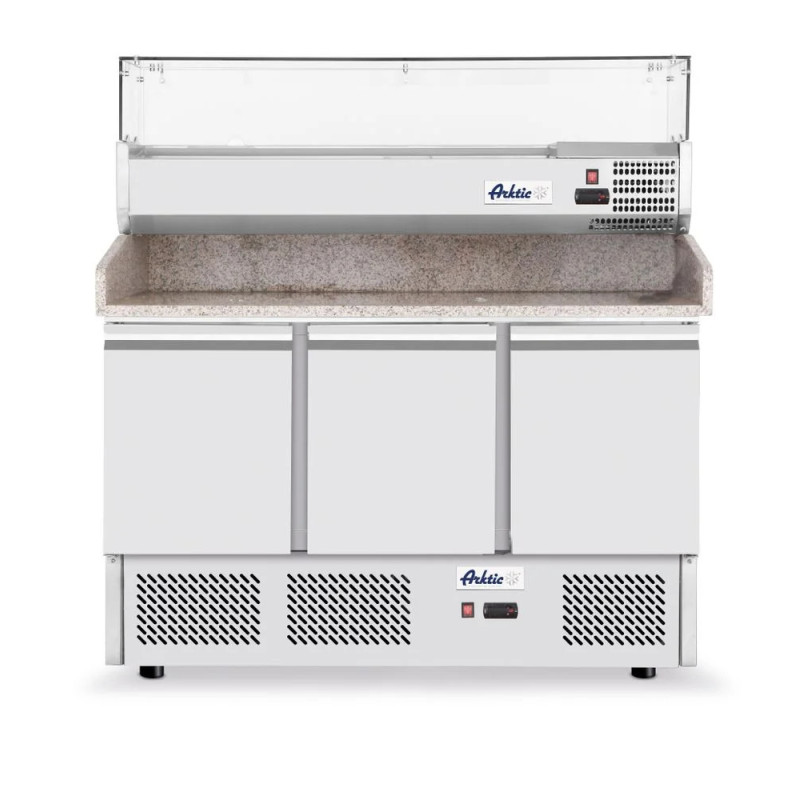 Saladette pizza 3 portes réfrigérée – inox 140x70 cm | arktic