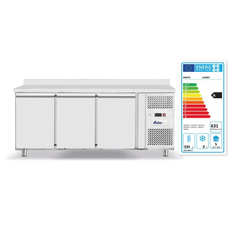 Kühltheke dreitürig 420 L – GN 1/1, Edelstahl | arktic