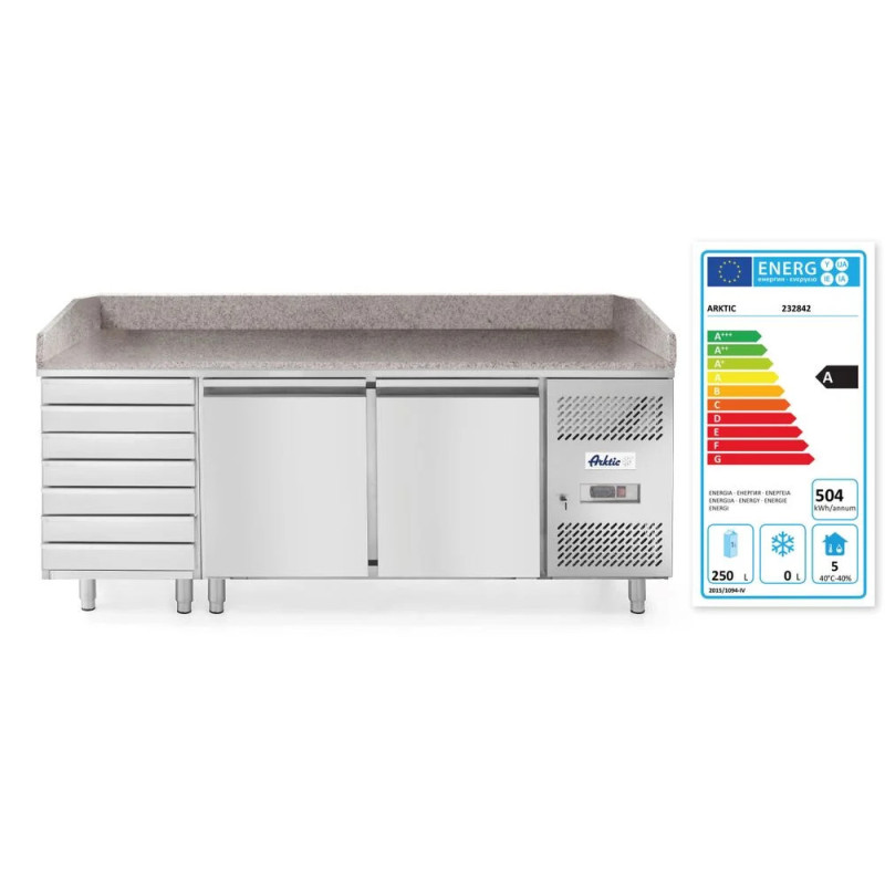 2-Door Pizza Cooling Table with Granite Top – arktic