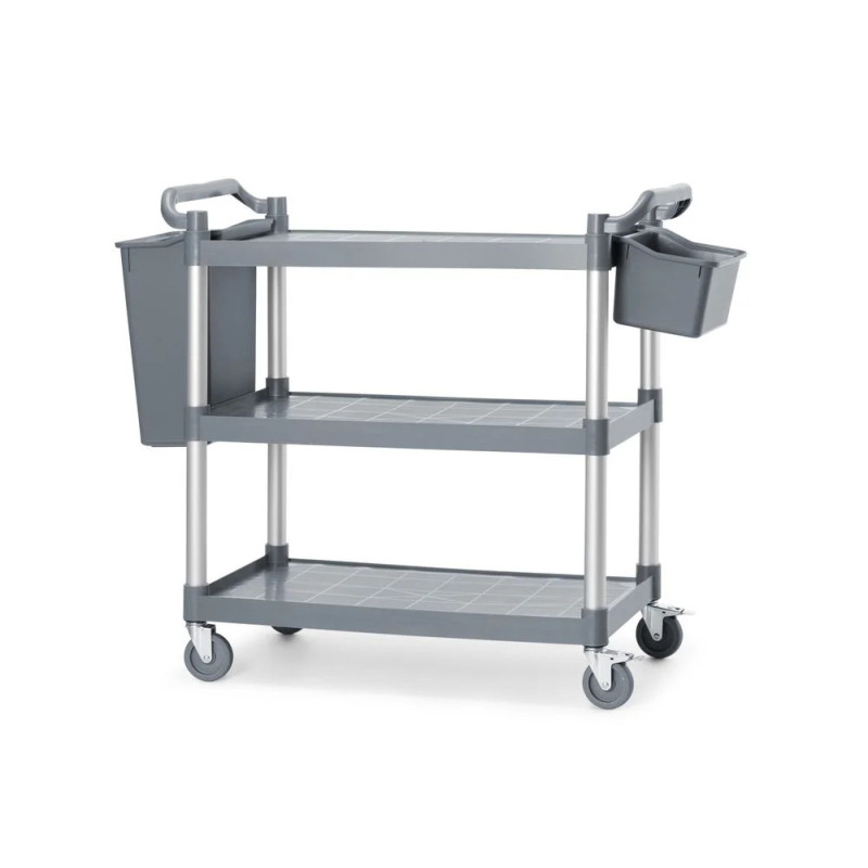 3-shelf polypropylene service cart – durable & mobile | amerbox