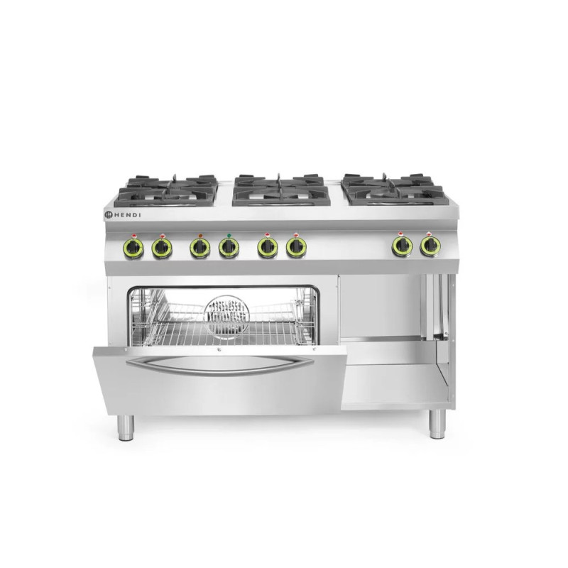 Gasherd Kitchen Line 6-flammig mit GN 1/1 Ofen | hendi