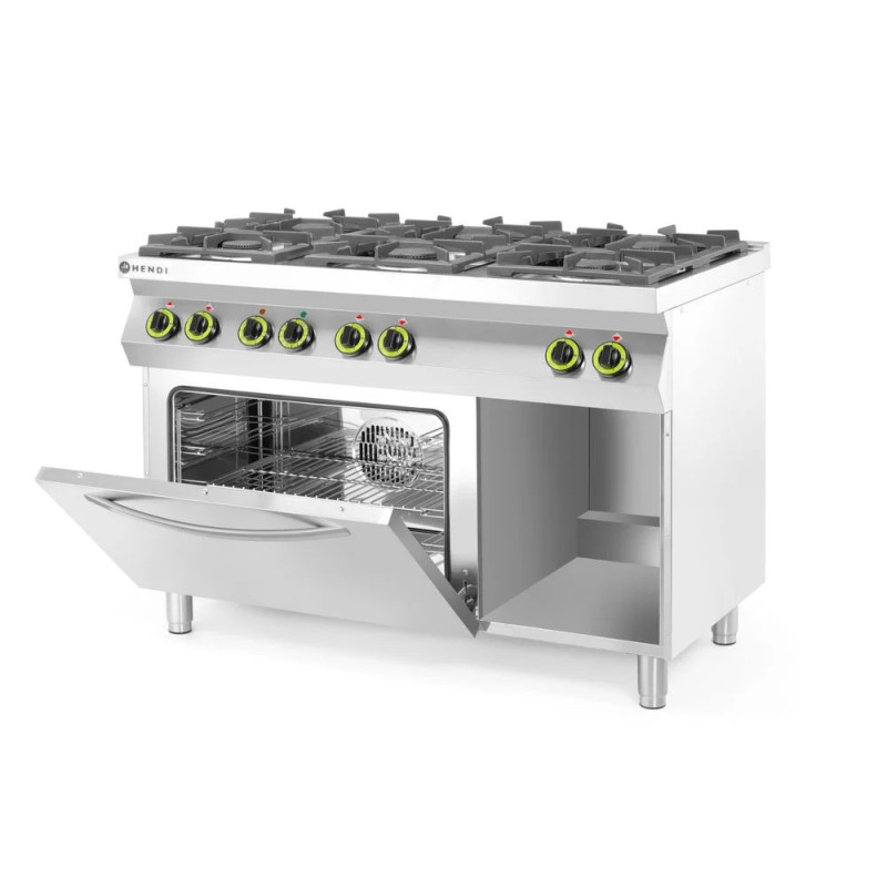 Gas Cooker 6-Burner with GN 1/1 Oven – hendi 225899