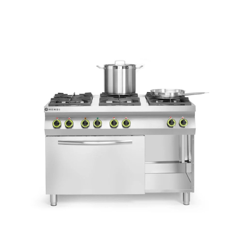 Gasherd Kitchen Line 6-flammig mit GN 1/1 Ofen | hendi