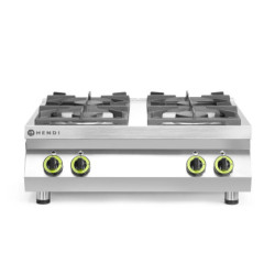 Cuisinière à gaz 4 feux robuste – Hendi 800x700 mm