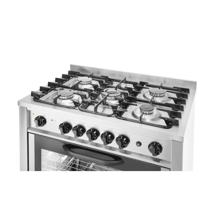 Cuisinière à gaz 5 feux avec four électrique – hendi