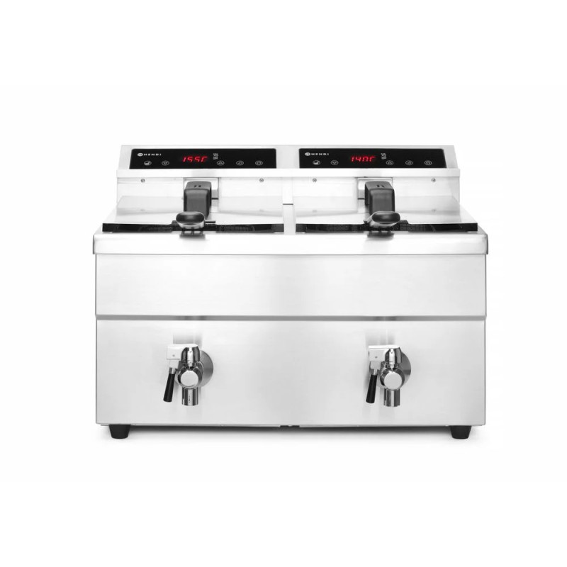 Induktionsfritteuse 2x8 l mit Ablasshahn – hendi