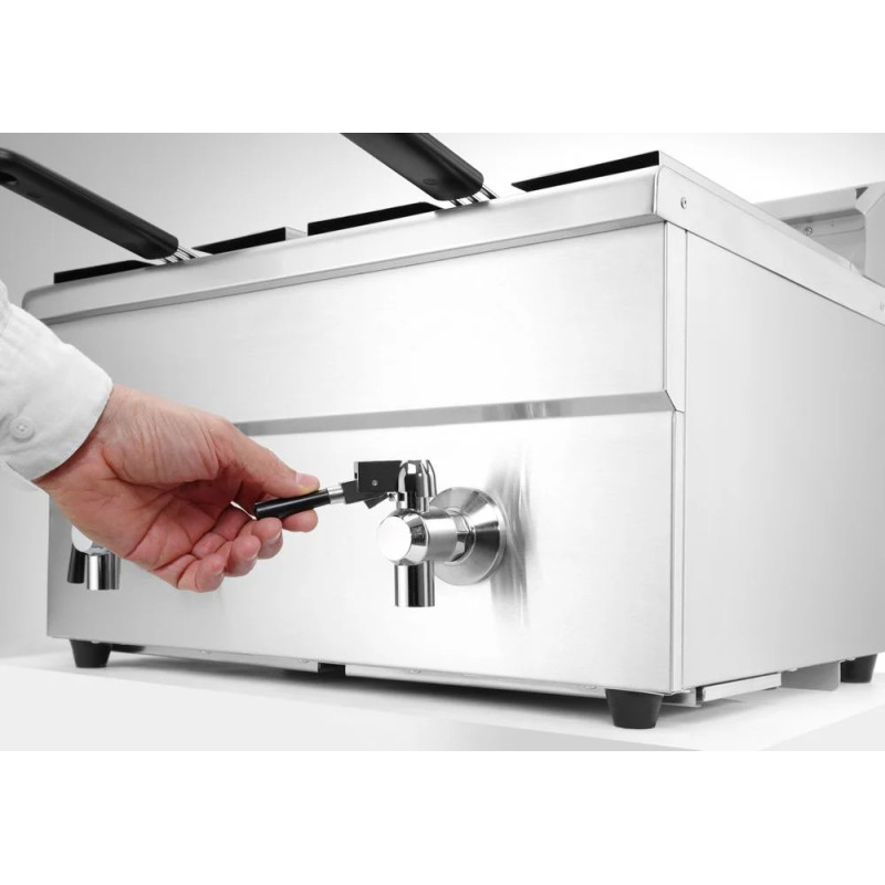 Friteuse à induction 2 x 8 L avec robinet de vidange | hendi