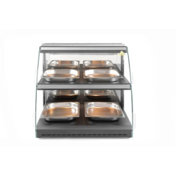 Vitrine chauffante deux niveaux inox – hendI | 650x485x630 mm