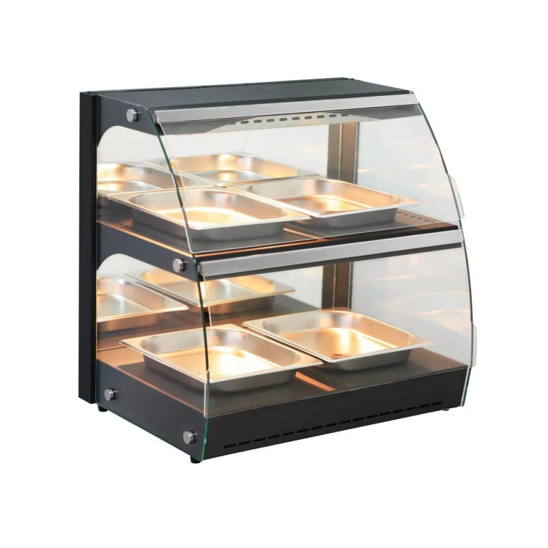 Vitrine chauffante deux niveaux inox – hendI | 650x485x630 mm