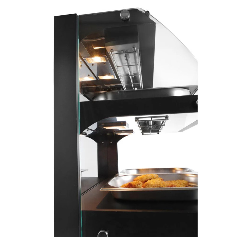 Vitrine chauffante deux niveaux inox – hendI | 650x485x630 mm