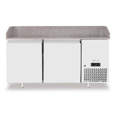Saladette pizza inox 2 portes avec plan granit – arktic