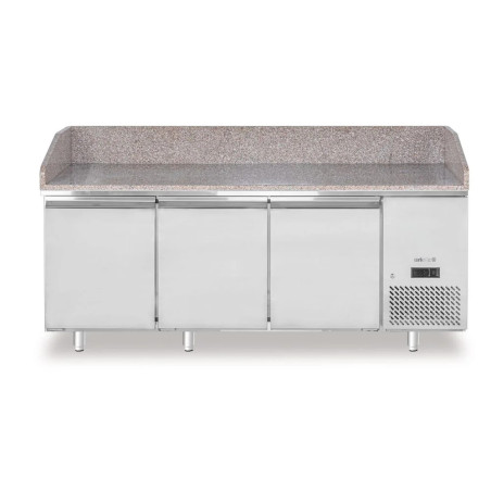 Saladette pizza 3 portes inox avec plan granit | arktic