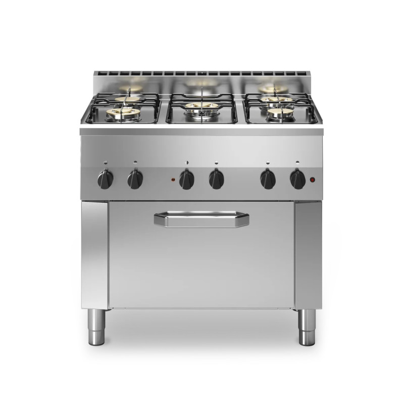 Gasherd 5 Brenner mit Elektrobackofen 900x600 mm | modular