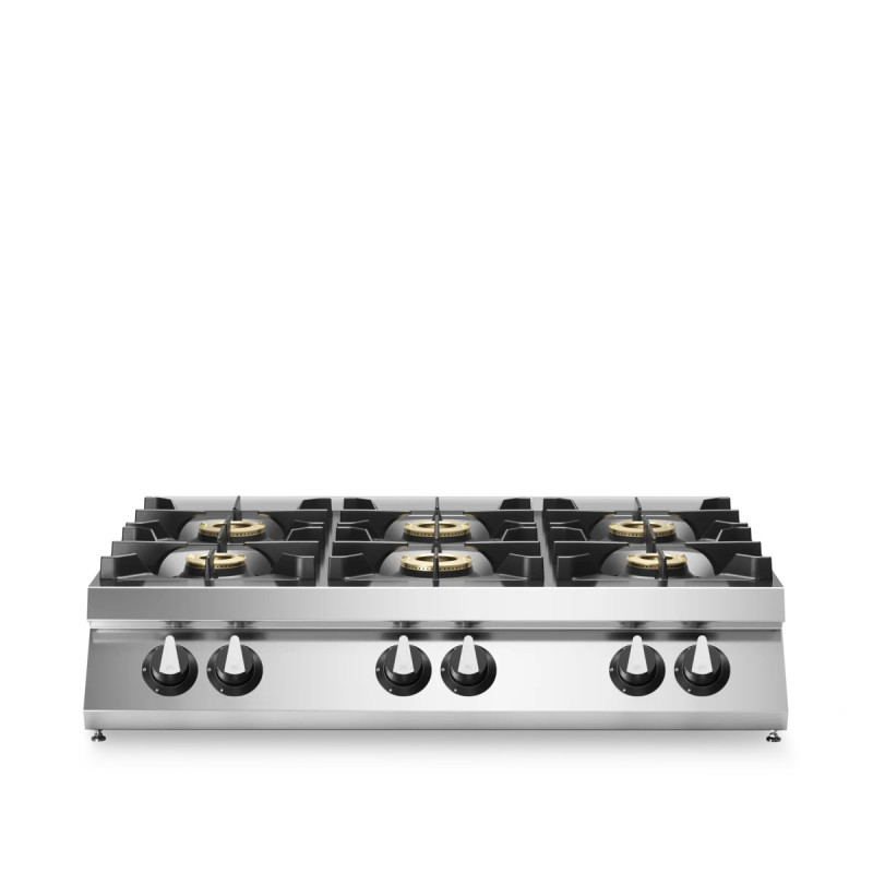 Fourneau gaz 6 brûleurs inox 1200x900 mm | modular