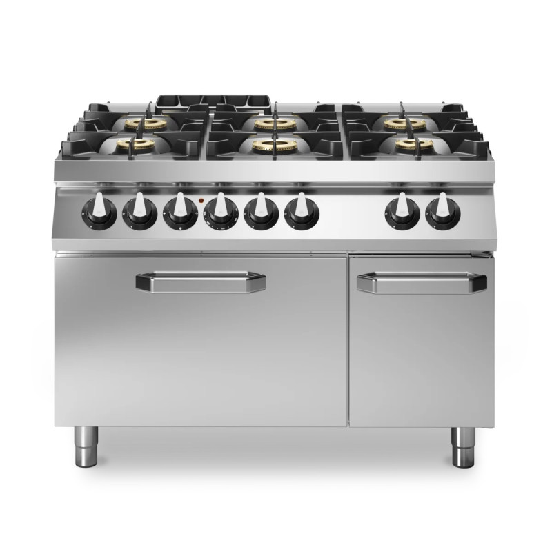 Fourneau gaz 6 brûleurs avec four statique 120x90 | modular