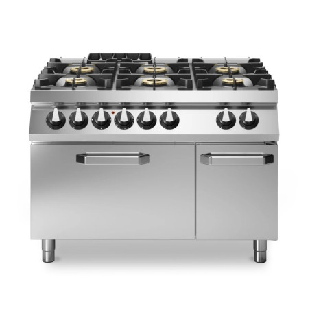 Fourneau gaz 6 brûleurs avec four statique 120x90 | modular