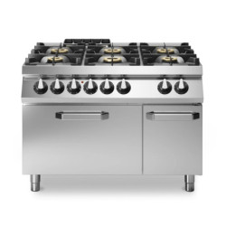 Fourneau 6 brûleurs gaz ROC 900 avec four à convection
