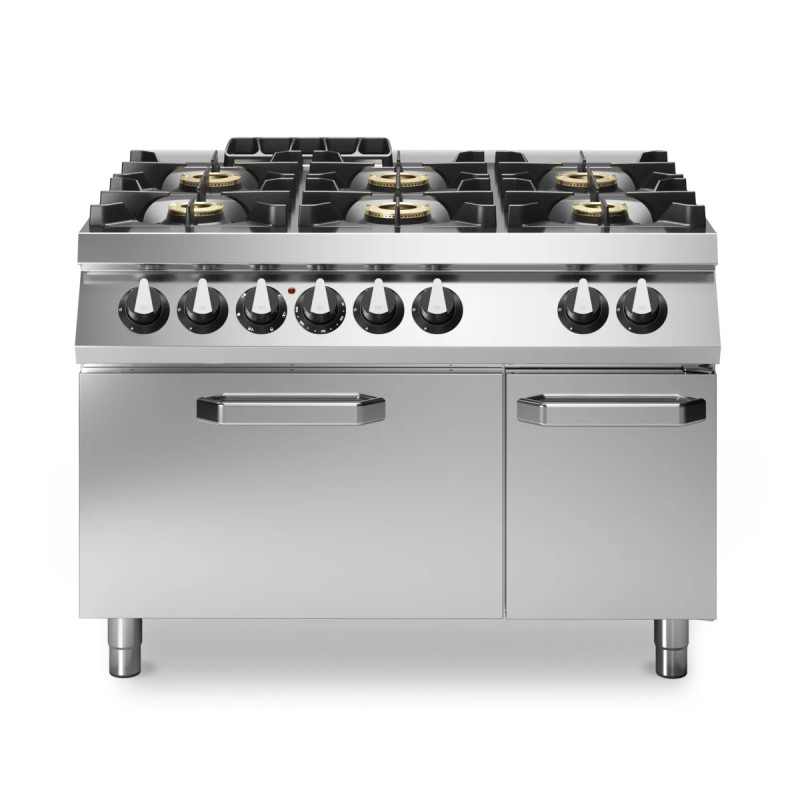 Fourneau 6 brûleurs gaz ROC 900 avec four à convection