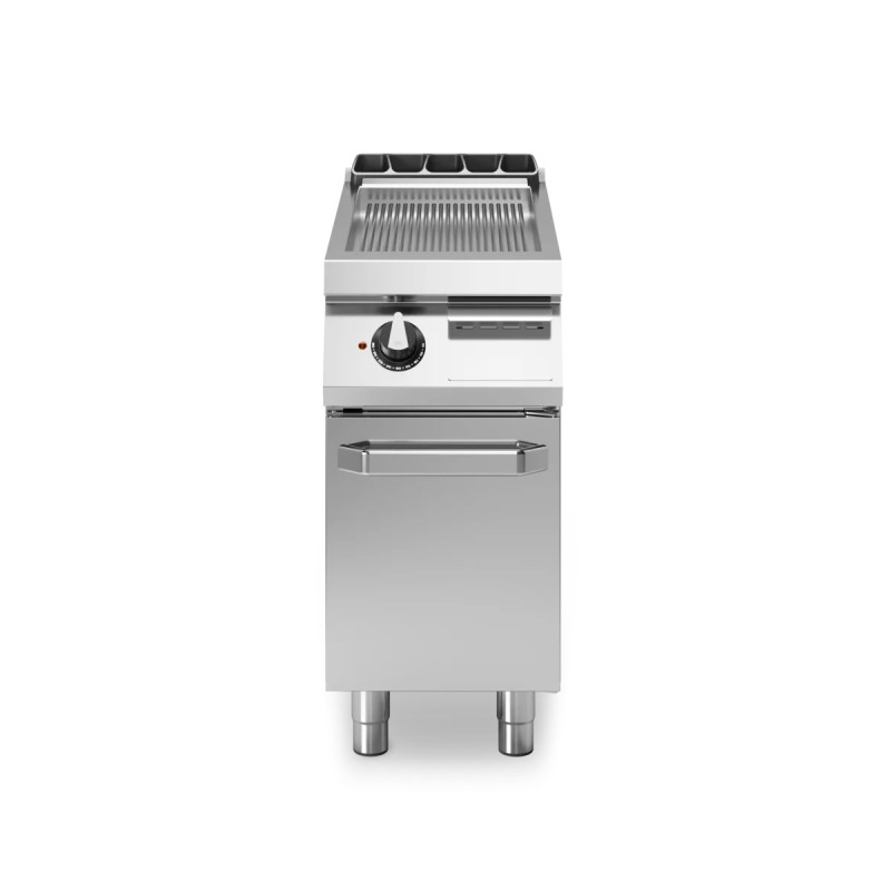 Professional Chrome Ribbed Plate Grill with Cabinet