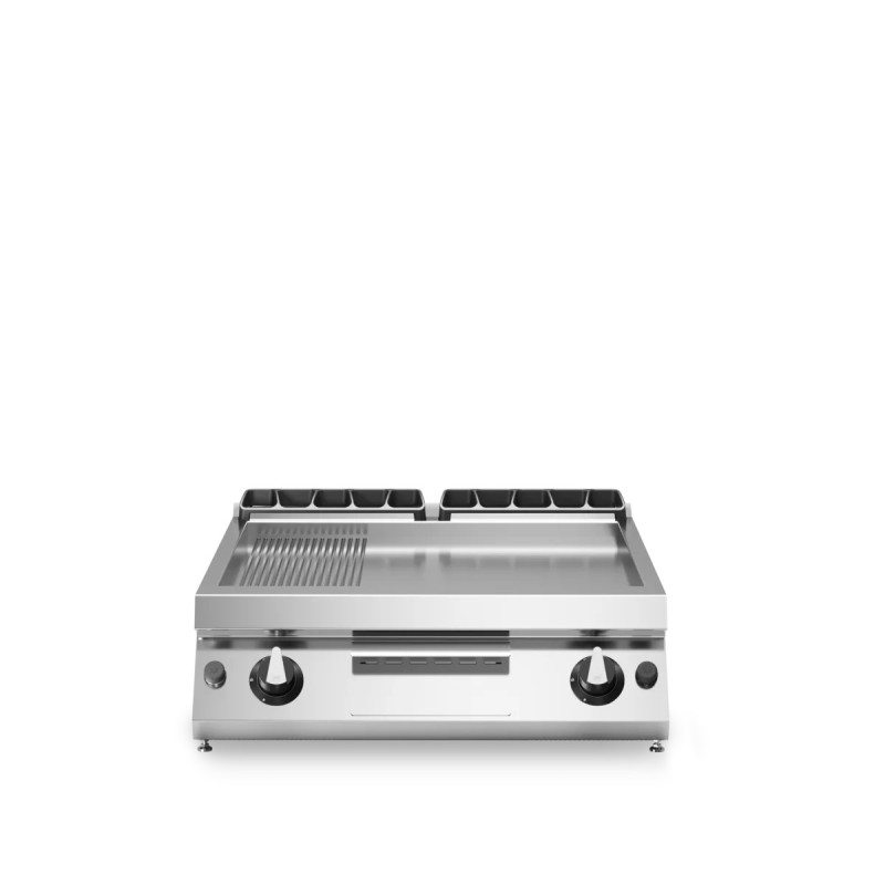 Grillplatte 2/3 glatt 1/3 gerillt – flexible Stahlplatte | modular