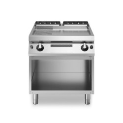Modulare Stahl-Grillplatte 2/3 glatt, 1/3 gerillt