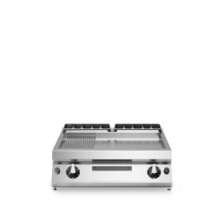 Grill plate 2/3 smooth 1/3 ribbed chrome 800x730 mm modular | Restohotelstore