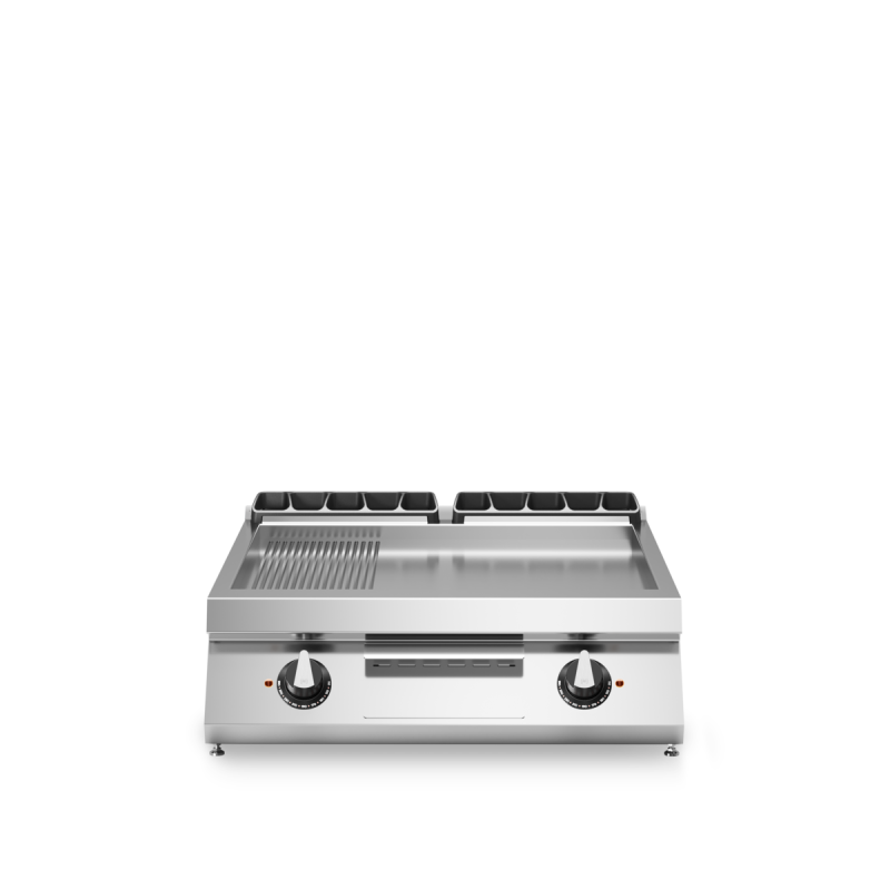 Grill plate 2/3 smooth 1/3 ribbed chrome 800x900 MODULAR | Restohotelstore